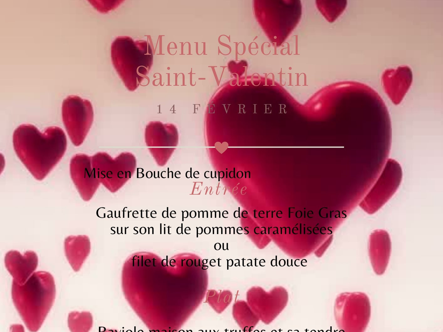 Lire la suite à propos de l’article Le menu de Saint Valentin est en ligne